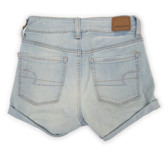 AMERICAN EAGLE Hi-Rise Shortie jean shorts Ne(x)t Level Stretch size 0 - Picture 3 of 10
